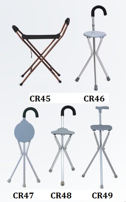 Aluminum  walking stick crutch with seat